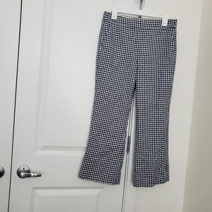 J CREW Hayden plaid gingham pants cropped flare leg zip up neutral size 6